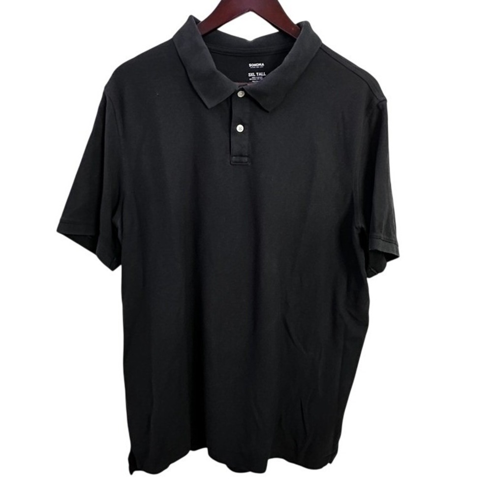 Sonoma Goods For Life Mens Black Short Sleeve Polo Shirt 3XL Tall Cotton Blend
